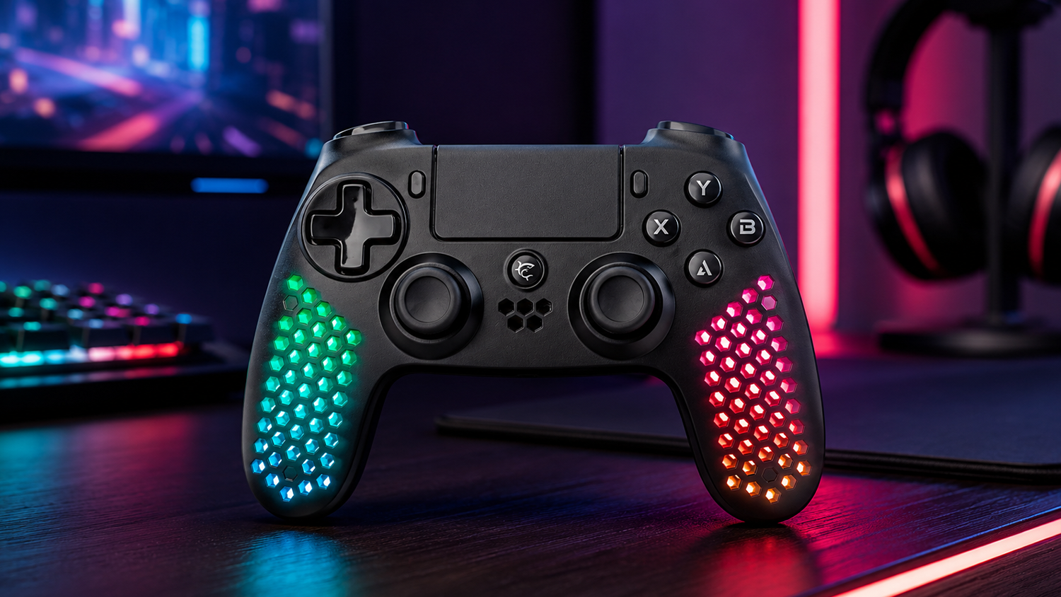 Bezdrôtový gamepad White Shark LEGATUS GPW-4009 na hernom stole